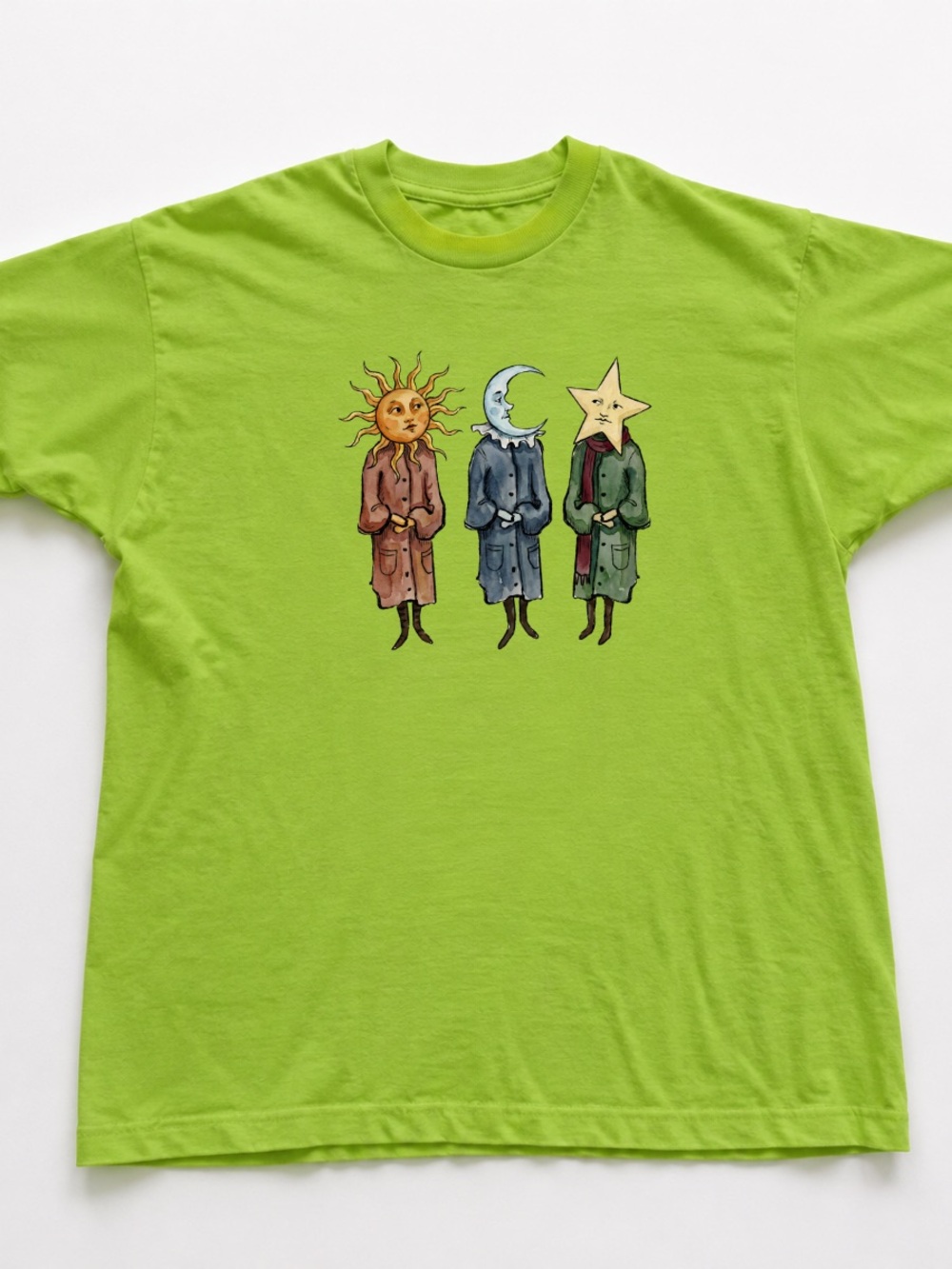 Lime Green Sun Moon Star Graphic Tee